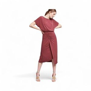 Anthropology Asymmetrical Rust Dress